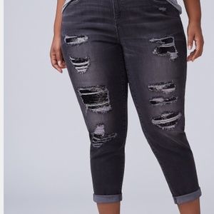 DESTRUCTED SEQUIN-BACKED GIRLFRIEND JEAN